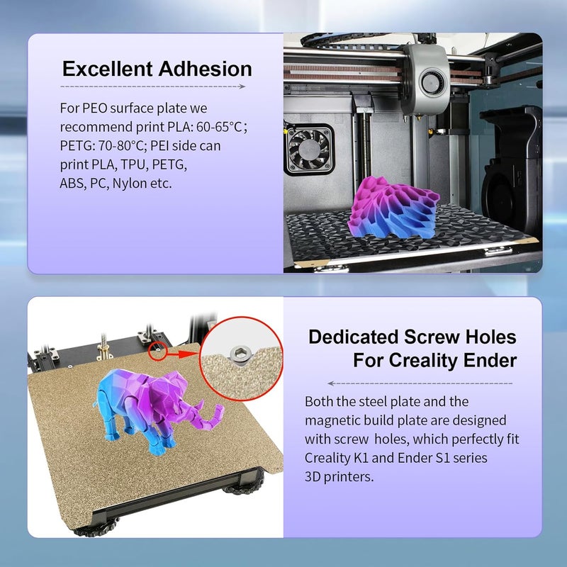 IdeaFormer-3D لوحة بناء مغناطيسية PEO PEI لطابعة Creality K1/K1 SE/K1C بحجم 235x235 مم، لوحة سرير فولاذية نابضة PEO بنمط ماسي لطابعة Ender 3 S1/Ender 3 S1 Pro/Ender 5 S1/Ender 3 V3 SE/KE/Ender 3 V2/Neo - Image 5